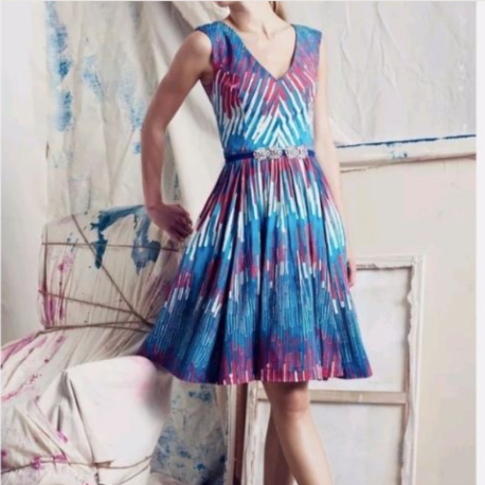 Anthropologie Plenty Tracy Reese Gallery Row Red White Blue Dress